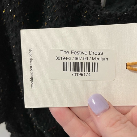 VOY NWT Textured Lurex The Festive Dress Black and Gold Size M - Picture 5 of 13